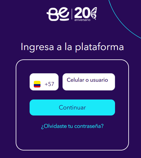 Pantalla de inicio de sesión en plataforma de recargas para negocio online