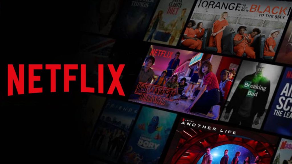Pantalla con series y películas de Netflix promocionando cuentas en Ecuador