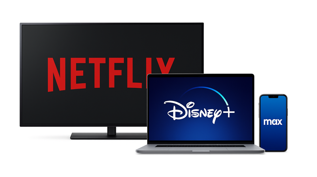 Venta de servicios de streaming como Netflix, Disney+, Prime Video y Max