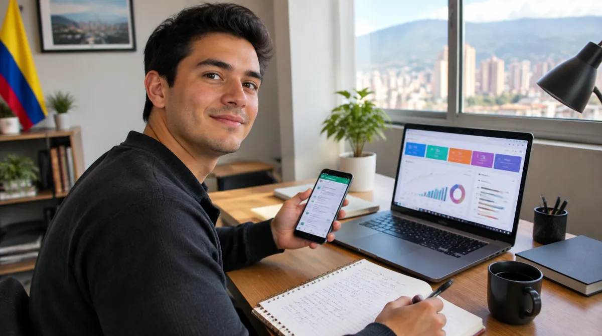 Emprendedor en Colombia administrando su red de revendedores de Netflix desde su computador