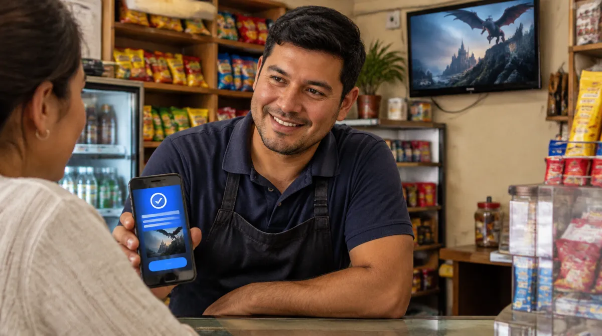 Tendero en Colombia vendiendo cuentas de HBO Max a un cliente desde su celular