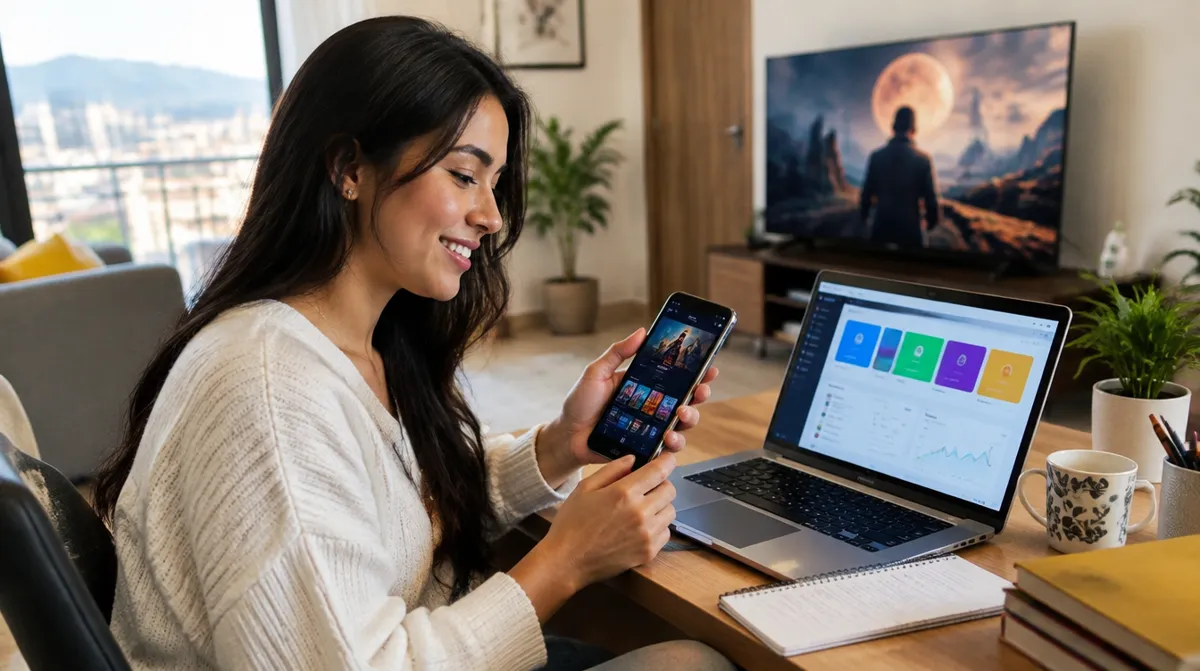 Emprendedora en Colombia vendiendo pantallas de Netflix desde su celular y su panel de distribuidor